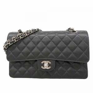 Chanel Matelassé Shoulder Bag, Double Flap, Chain, Caviar Leather, Black, Wom...